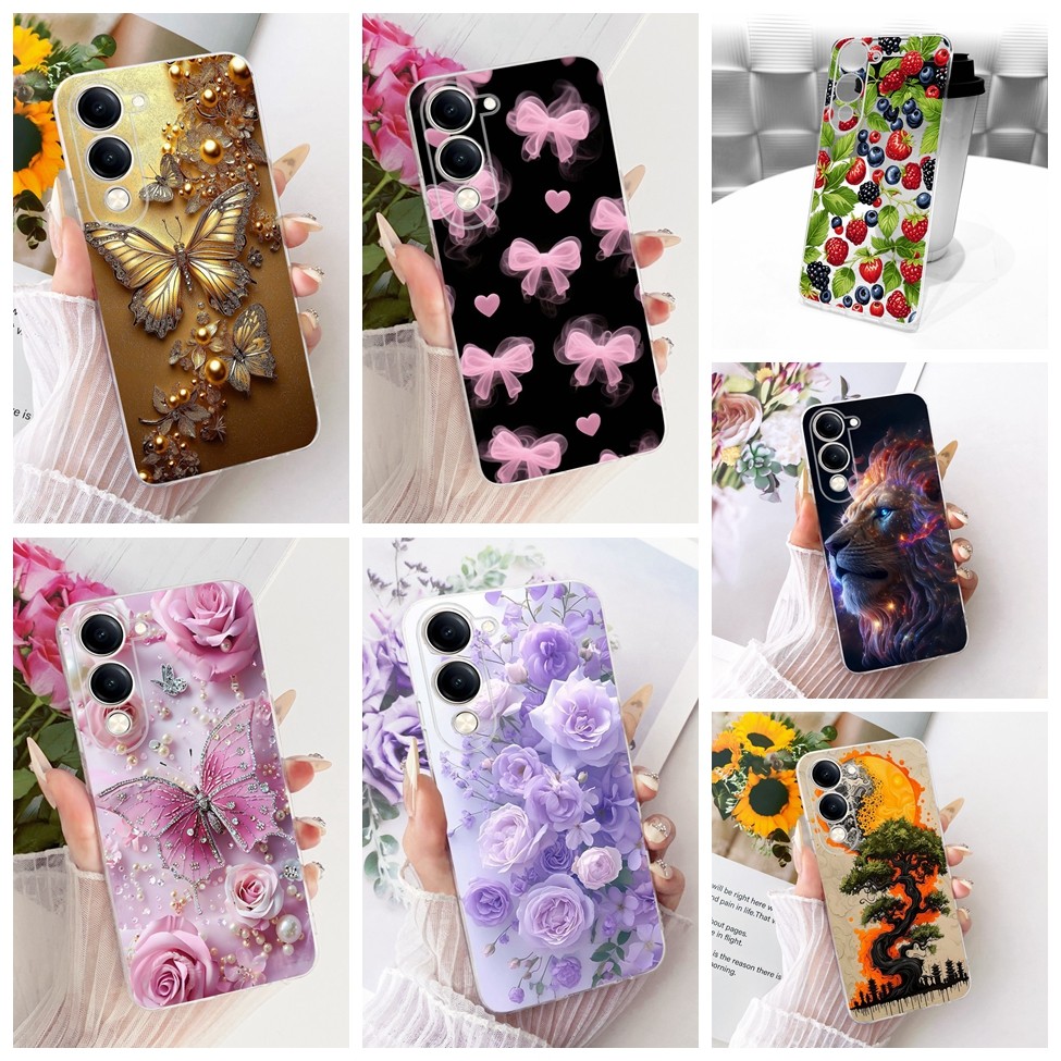 Clear Casing Vivo Y04 Cover Cute Cat Fashion Butterfly 2D Painted Phone Case Vivo V2430
