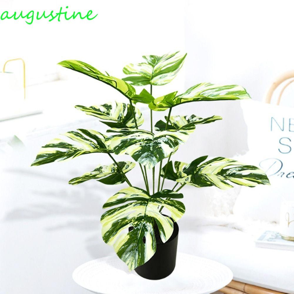 AUGUSTINE ส้อมใบปาล์มสีเขียวขนาดใหญ่ 9-24 ใบ, เฟิร์นประดิษฐ์, พืชประดิษฐ์สำหรับตกแต่งงานแต่งงานและบ้