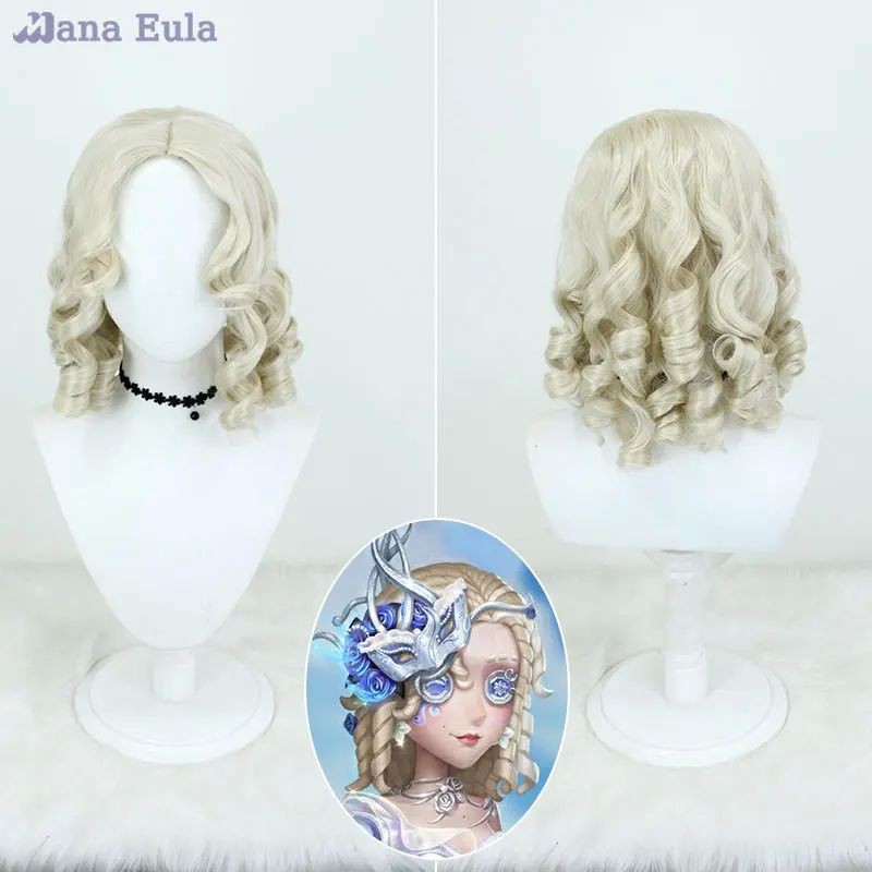 Barmaid Demi Bourbon วิกผมเกม Identity V คอสเพลย์วิกผมสังเคราะห์โรมปริมาณผมหยิก Light Gold 45 ซม.Bar