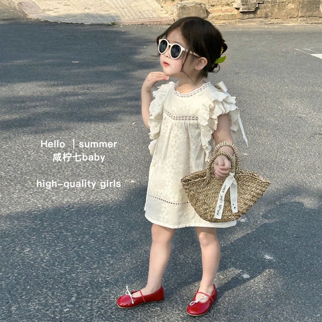 สาวแต่งตัวฤดูร้อนชุด2023สาวน้อยแฟชั่นสาวทารกฝรั่งเศสชุดฤดูร้อน95153