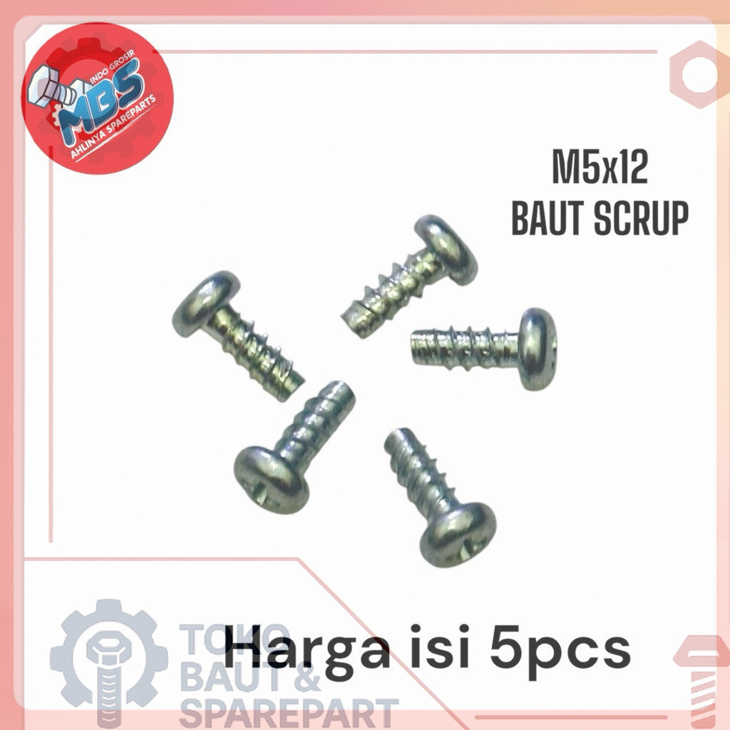 BB SCREW BOLT M5x12 ROUGH BOLT 1.2ซม. LENGTH