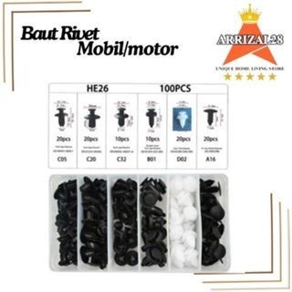 AFL (BUBBLEWRAP) BAUT RIVET PENGUNCI BODY BEMPER MOBIL/MOTOR UNIVERSAL KLIP PLASTIK SET ISI 100