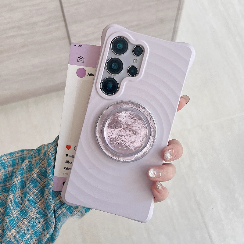 Samsung เกาหลี ins Ripples เคสโทรศัพท์แม่เหล็กพับสําหรับ Samsung S25 Ultra S25 S24 S23 Ultra/Plus/FE ซิลิโคนคุณภาพสูง Super Soft และ Minimalist