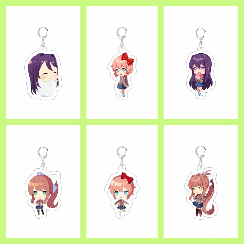 สโมสรฟุตบอลดอกกิ! DDLC llavero อะนิเมะ Sayori Natsuki Yuri Monika อะคริลิครูปพวงกุญแจแฟน Christm