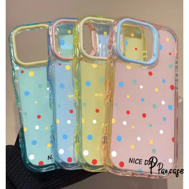 เคสไอโฟน15 13 16 16E สำหรับIPhone 13 14 12 16 15 11 Pro Max 14 16 15 Plus สีสันสดใสลายจุดเยลลี่เนื้อซิลิโคน