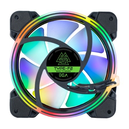 EGA TYPE F2 RGB DUAL LIGHT (120mm) 1500RPM CASE FAN (พัดลมเคส) *TYPE-F1 *TYPE-F2 *TYPE-F3
