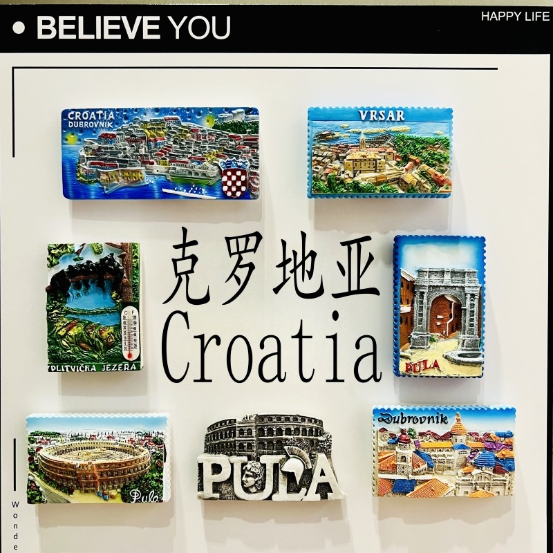 Dubrovnik, Split, Zagreb, Croatia สติ๊กเกอร์ติดตู้เย็นของที่ระลึก Tourist สติ๊กเกอร์ติดตู้เย็นตกแต่ง