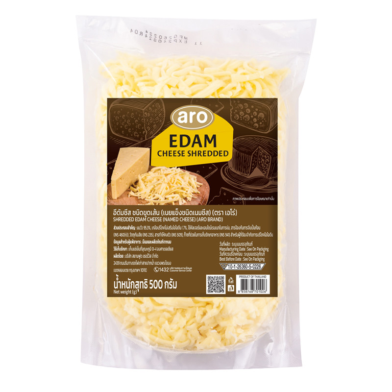 เอโร่ อีดัมชีสขูดเส้น 500 ก. (ARO EDAM Shredded Cheese 500 g)