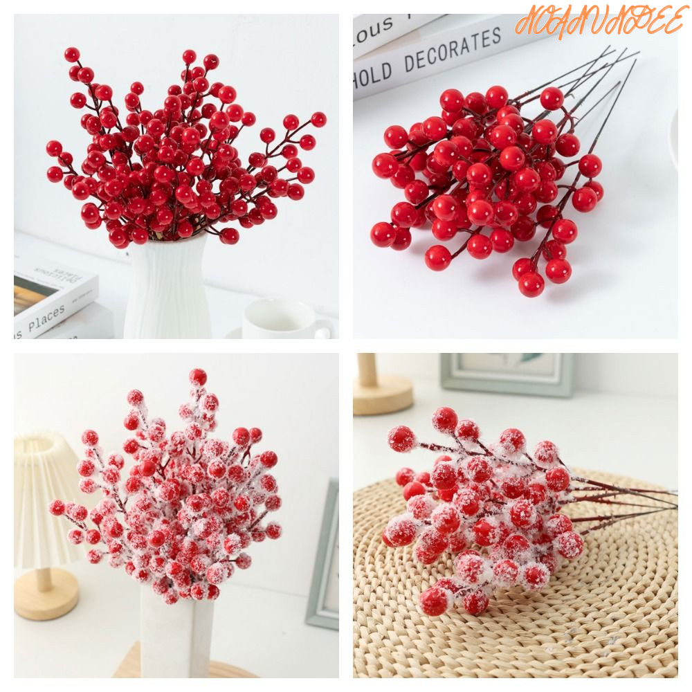 NOANUNDEE 10PCS สาขาเบอร์รี่สีแดง, อุปกรณ์ DIY ตกแต่งบ้านคริสต์มาส Berry สาขา, Frost Party Supplies 