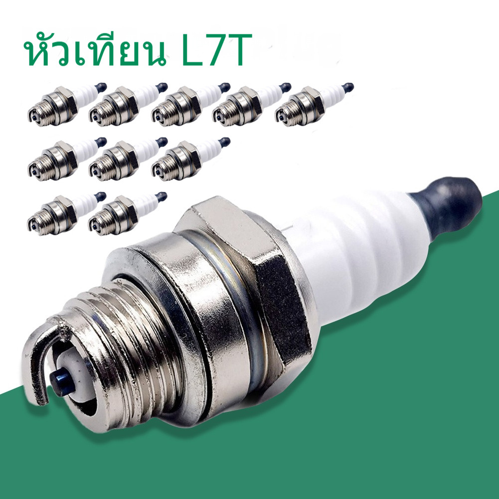 L7T หัวเทียน (10 ชิ้น) สําหรับเลื่อยยนต์เบนซินและเครื่องตัดแปรง,เครื่องตัดหญ้า 2 จังหวะ และเครื่องตั