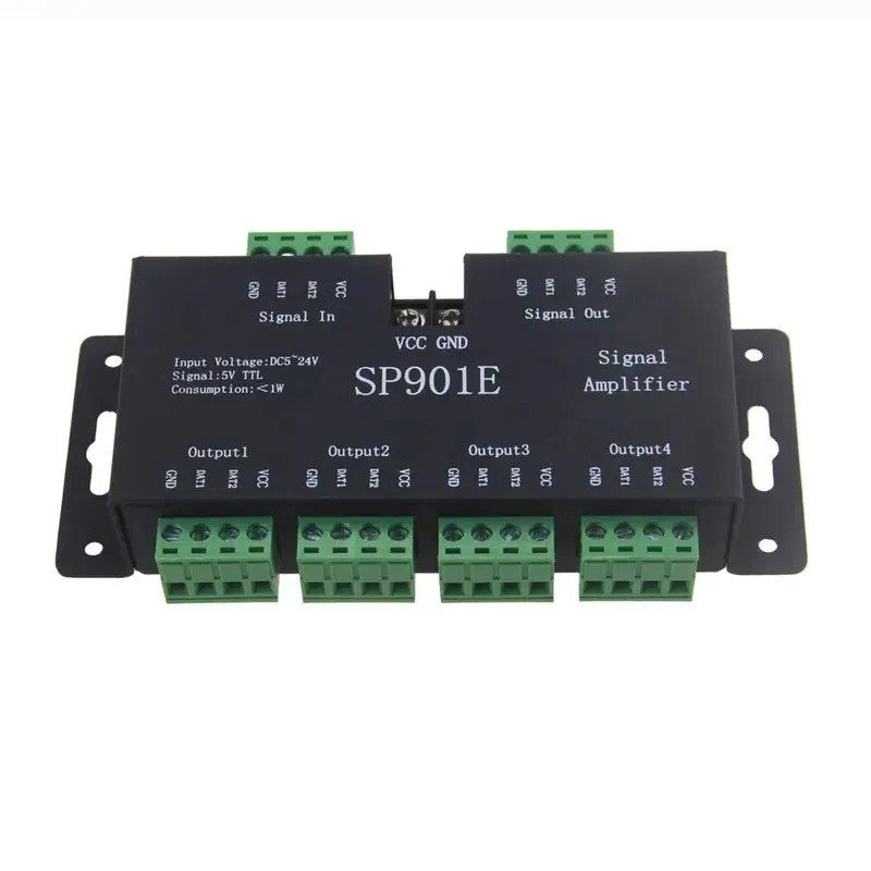 SP901E SPI เครื่องขยายสัญญาณ Repeater สําหรับ WS2812 WS2811 ฯลฯ RGB แอดเดรส Strip Light และ Dream สี