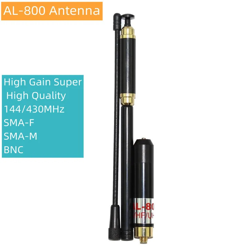 AL-800 เสาอากาศ High Gain Super คุณภาพสูง Telescopic 144/430MHz SMA-F SMA-M BNC สําหรับ HYT BAOFENG 