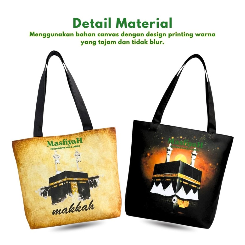 (12PCS) TOTEBAG PRINTING TOTE BAG TOTEBAG CANVAS TOTEBAG ZIPPER TOTEBAG CASUAL BAG SCHOOL BAG ISLAMIC MOTIF TOTEBAG PRINTING MAKKAH MADINAH BY HAJI UMRAH TM ราคา ถูกที่สุด ดีลบีเคเค แกลเลอรีภาพที่ 2
