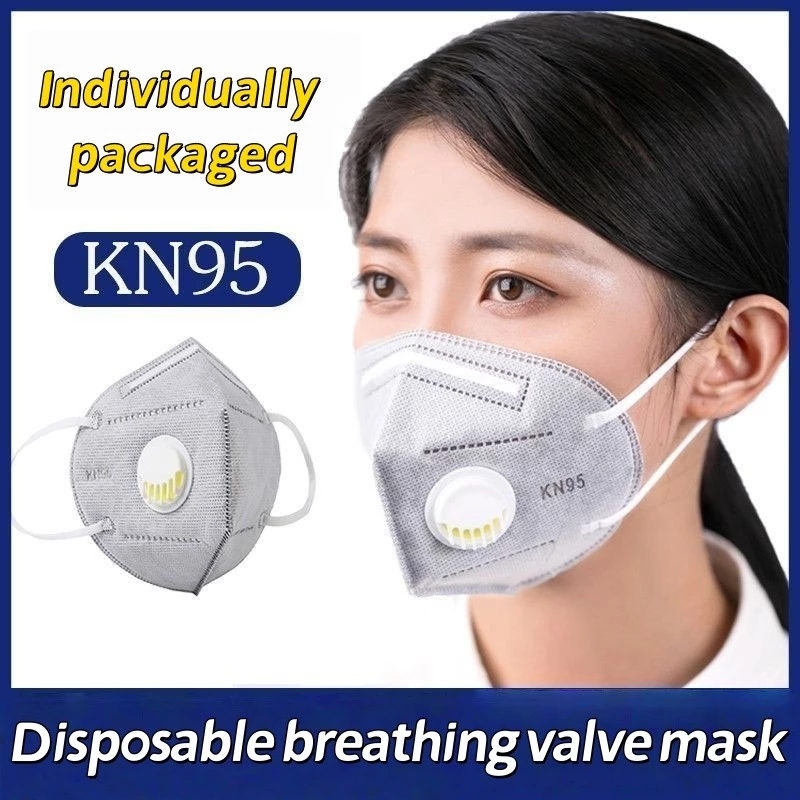 หน้ากาก KN95 ขนาด 50 ชิ้น สำหรับป้องกันฝุ่นและหมอกควัน ออกแบบเพื่อระบบการหายใจแบบใช้แล้วทิ้ง มาพร้อมแพคเกจแยกแต่ละชิ้น