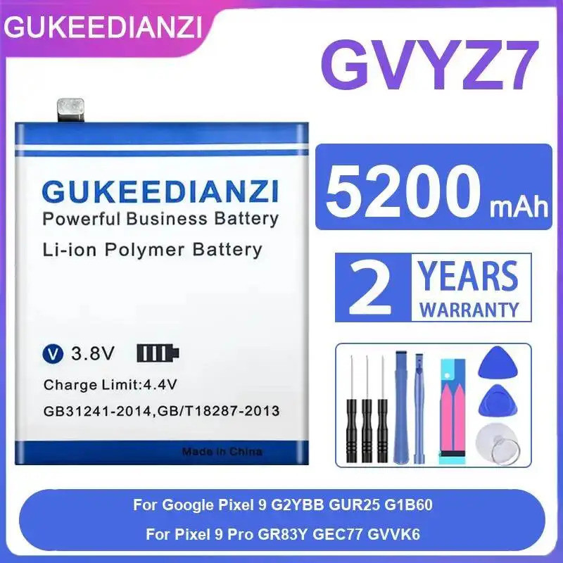 แบตเตอรี่โทรศัพท์มือถือ GVYZ7 5200mAh สําหรับ Google Pixel 9 G2YBB GUR25 G1B60 สําหรับ Pixel 9 Pro G