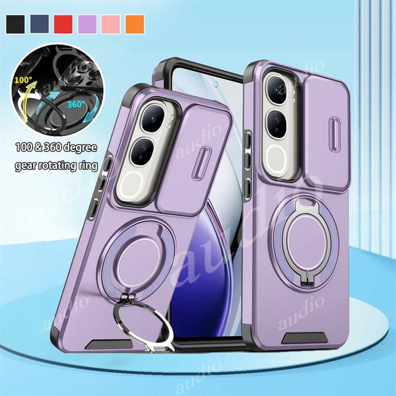 Vivo Y31s 5Gหรูหราเลื่อนเลนส์กล้องป้องกันเคสโทรศัพท์สําหรับVivo Y31s Y31S VivoY31s 5Gพร้อมแหวนหมุนยึ