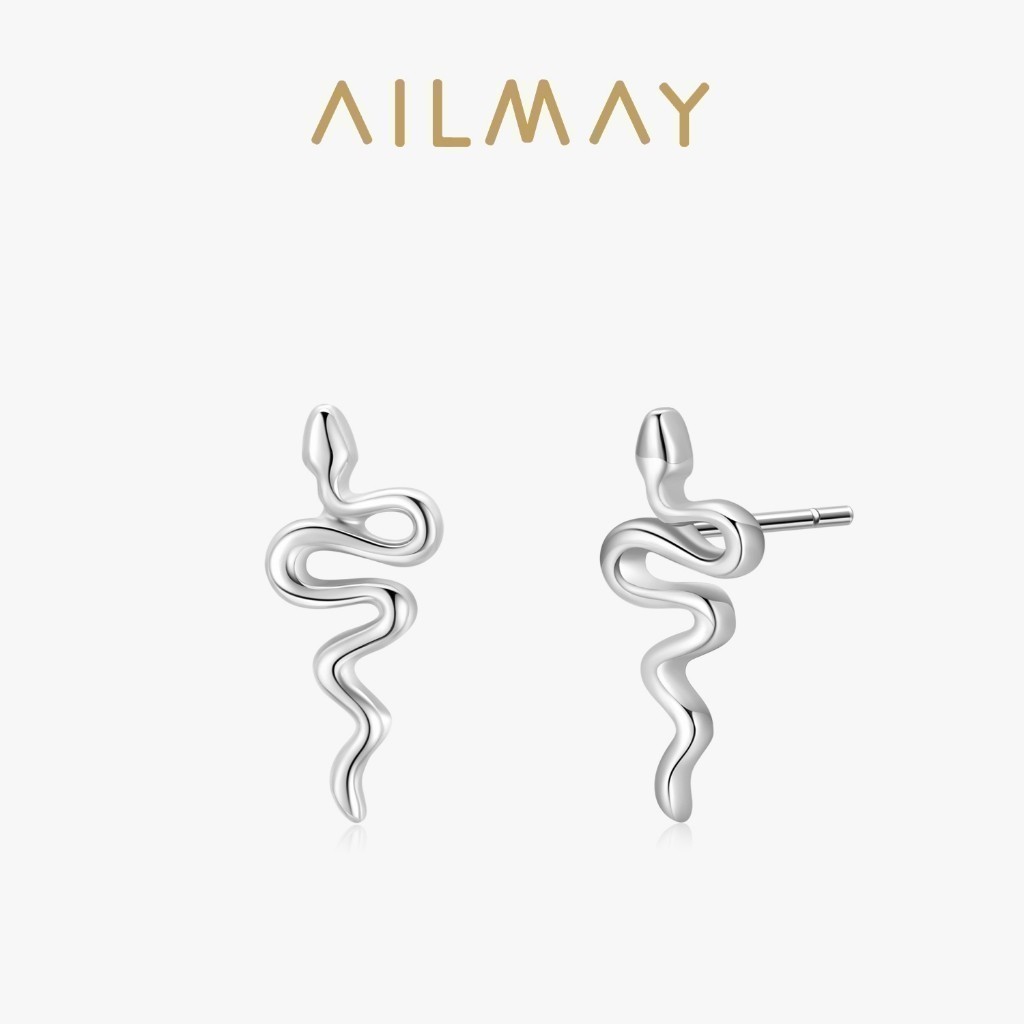 Ailmay 925 เงินสเตอร์ลิงงู Studs Punk ต่างหูผู้หญิงเครื่องประดับ