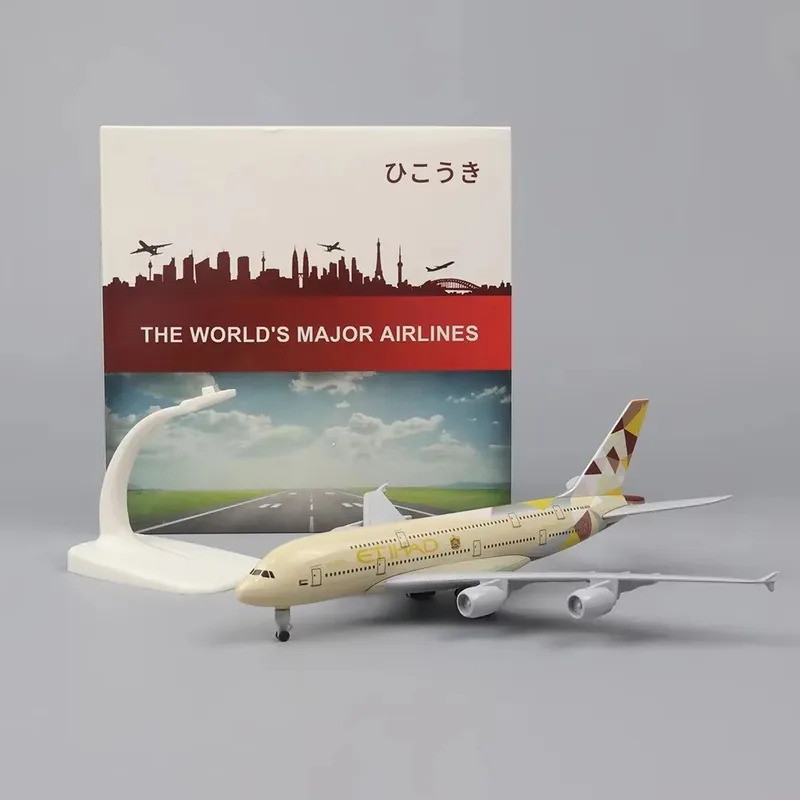 FW 20 ซม.1400 Etihad A380 รุ่นเครื่องบิน Replica วัสดุ Diecast เครื่องบินการบินไทย A380 Series เครื่
