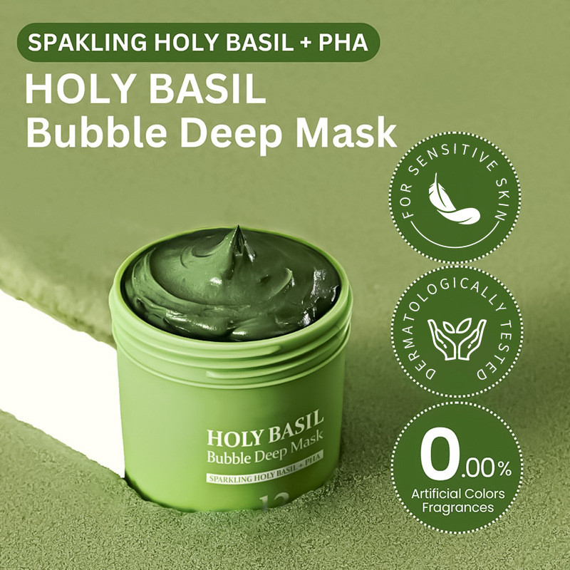 [NEW]Carbonated Bubble HOLY BASIL Bubbe Deep Mask Mud mask in stock Bubble Deep-Action Mask 90g