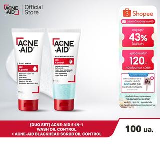 [Duo Set] ACNE-AID 5-IN-1 WASH OIL CONTROL + ACNE-AID BLACKHEAD SCRUB OIL CONTROL