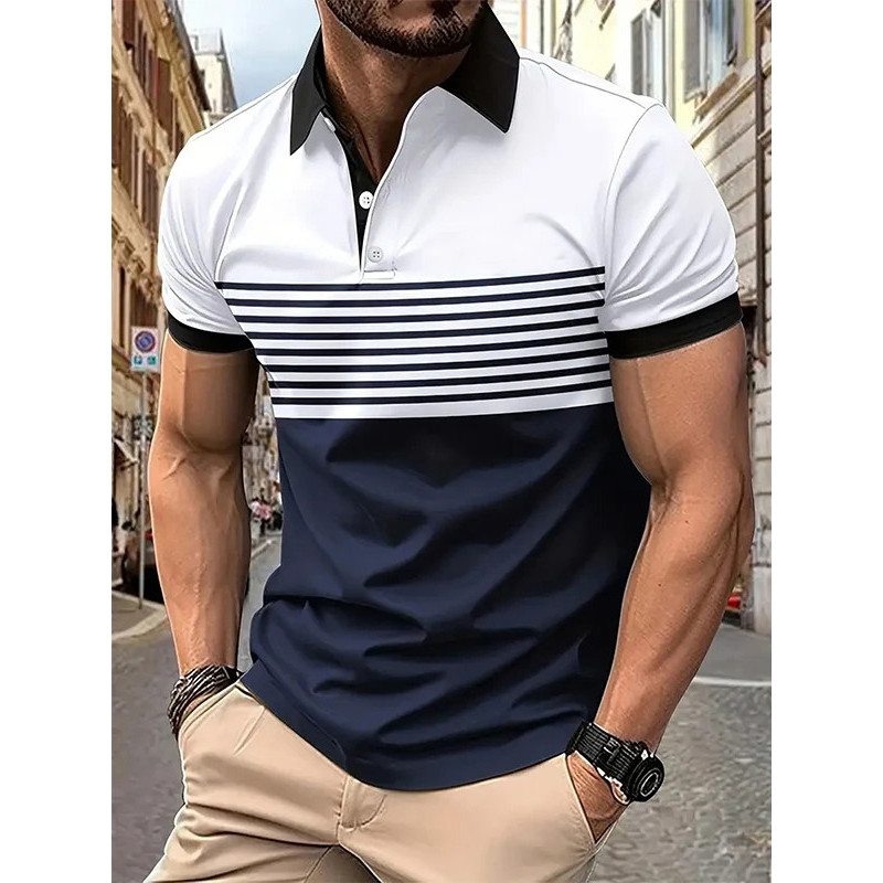2026 แฟชั่น SHORT-SLEEVED STRIPED POLO SHIRT BREATHABLE สําหรับฤดูร้อน UNISEX ธุรกิจ CASUAL POLO SHIRT TOP