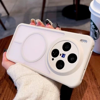 เคสโทรศัพท์แม่เหล็กที่เหมาะกับผิวสําหรับ Vivo X300 X200 Ultra/Pro/mini กรอบกลวงออกและเปลือกกระจายความร้อนโปร่งใส เคสซิลิโคนอ่อนนุ่มป้องกันการล่มสลาย