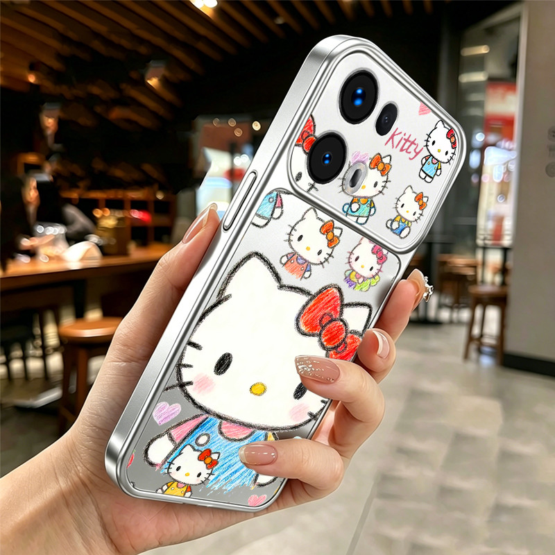 สําหรับOppo Reno 13 pro 5G Reno 13F 13 FS 5Gฝาครอบโทรศัพท์ความวิตกกังวลSoftcaseซิลิโคนกันกระแทกใหม่ออกแบบความงามน่ารักKittyแมวGraffitiสําหรับสาว DSCTY1
