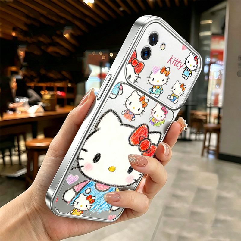 SAMSUNG กรณีสําหรับ ซัมซุง ก03 5กรัมโทรศัพท์ปลอกวิตกกังวล ซอฟท์เคส ซิลิโคนกันกระแทกปกการออกแบบใหม่ความงามน่ารักคิตตี้แมวกราฟฟิตีสําหรับสาวๆ สธ1