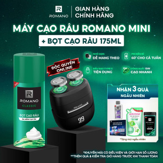 COMBO Máy Cạo Râu Mini Nam Cao Cấp Romano Và Bọt Cạo Râu 175ml / Tắm gội 2in1 650g / Xịt khử mùi GenZ 196ml