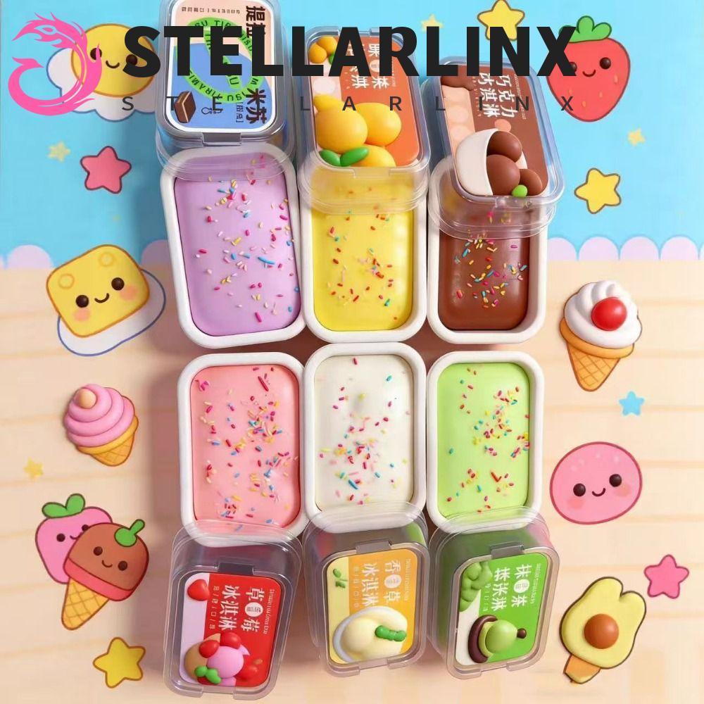 STELLARLINX จําลองขนมปังบีบ Slow-rebound Soft Sticky กล่องเค้ก Squishy ของเล่น 3D ขนมปังรูป Handmade Fidget ของเล่นเพื่อการศึกษา