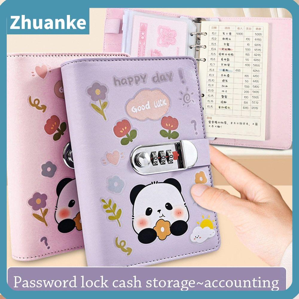 ZHUANKE ซองจดหมายประหยัดเงิน Chaleng, พร้อมรหัสผ่านล็อคกันน้ํา Binder Saving Challenge, ตลกนํากลับมาใช้ใหม่ PU ความจุขนาดใหญ่ Saving Challenges แผ่นสําหรับเด็ก