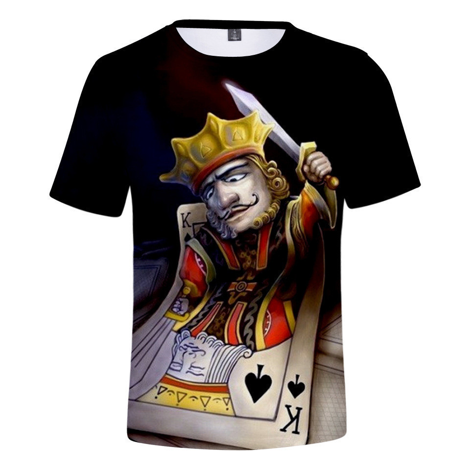 Streetwear Daily Casual ,วินเทจโป๊กเกอร์พิมพ์คู่Tees,Streetwear King Queen Casualเสื้อยืด,Outfitสําห