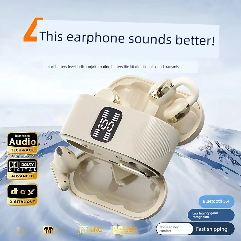 หูฟังบลูทูธ หูฟัง bluetooth [สี่หูฟัง] หูฟังบลูทูธ 2025 สไตล์ใหม่สองในหนึ่งเดียวการนํากระดูกคลิปประเ