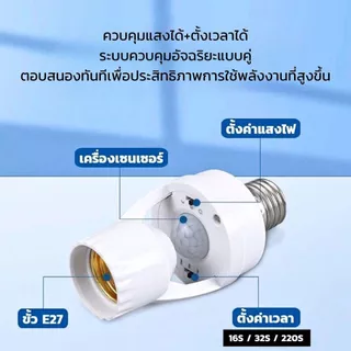 ขั้วe27 ขั้วไฟเซ็นเซอร์ ขั้วหลอดไฟเซ็นเซอร์ตรวจจับการเคลื่อนไหวของมนุษย์ 360 องศา