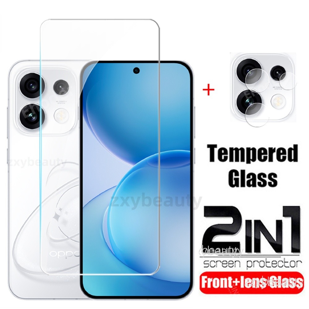 สําหรับ OPPO Reno 16 Pro 16F 15 15F 4G 5G 2026 ป้องกันหน้าจอ 2in1 คลุมทั้งหมดกระจกนิรภัยใสสําหรับ Reno15 Reno16 Reno15F Reno16F 15Pro Max 16Pro ป้องกันกล้องเลนส์ฟิล์ม