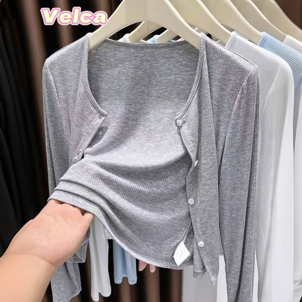 ส่งจากไทยทุกวัน สไตล์ใหม่ เสื้อคาร์ดิแกนแจ็คเก็ตบางเสื้อผ้าป้องกันแสงแดดผ้าคลุมไหล่ผู้หญิง Velca