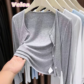 ส่งจากไทยทุกวัน สไตล์ใหม่ เสื้อคาร์ดิแกนแจ็คเก็ตบางเสื้อผ้าป้องกันแสงแดดผ้าคลุมไหล่ผู้หญิง Velca