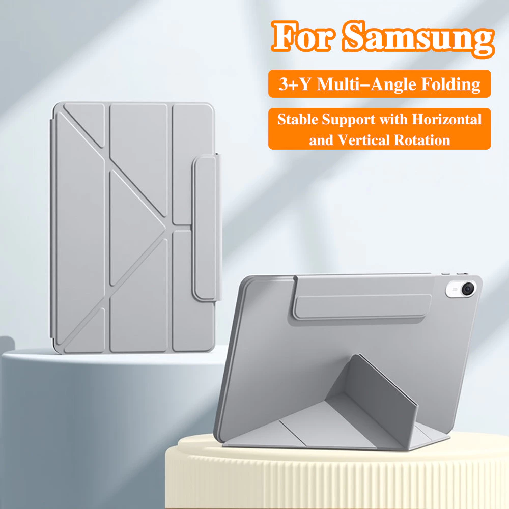 3+Yเคสแท็บเล็ต Samsung Tab S6Lite S10FE S9 S7FE S7Plus S8Plus A8 A9 A9Plus A11Plus พร้อมปากกาซองหนังกันกระแทกพับหลายมุม