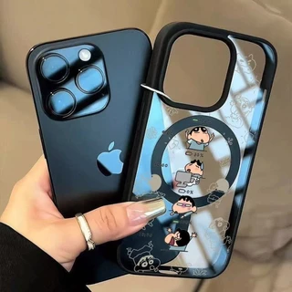 เคสโทรศัพท์ชินจังสุดน่ารัก เข้ากันได้กับ iPhone 17 Pro 16 15 Plus 14 13 Pro Max 12 11 เคสแม่เหล็กคุณภาพสูง