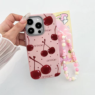 เคสไอโฟน 11 น่ารักสีแดงเชอร์รี่พื้นผิวหนังนุ่ม สำหรับ IPhone 17 AIR 16 13 15 11 14 12 Pro Max 16 14 15 Plus XR X XS Max