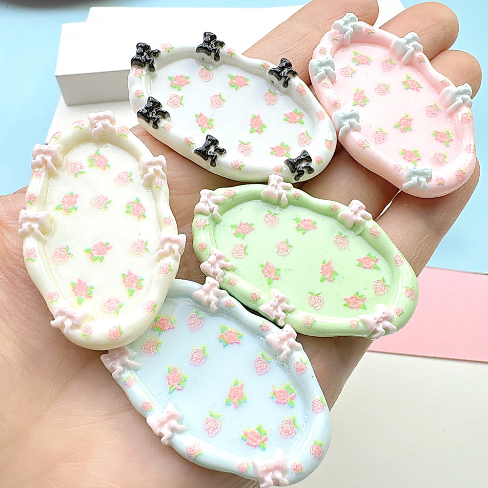 5 ชิ้น/ล็อตรูปไข่ดอกไม้ขนาดเล็กแผ่นเรซิ่น Flatbacks DIY Cabochons สําหรับคลิปผมรองเท้าดอกไม้ตกแต่งบ้านวัสดุ