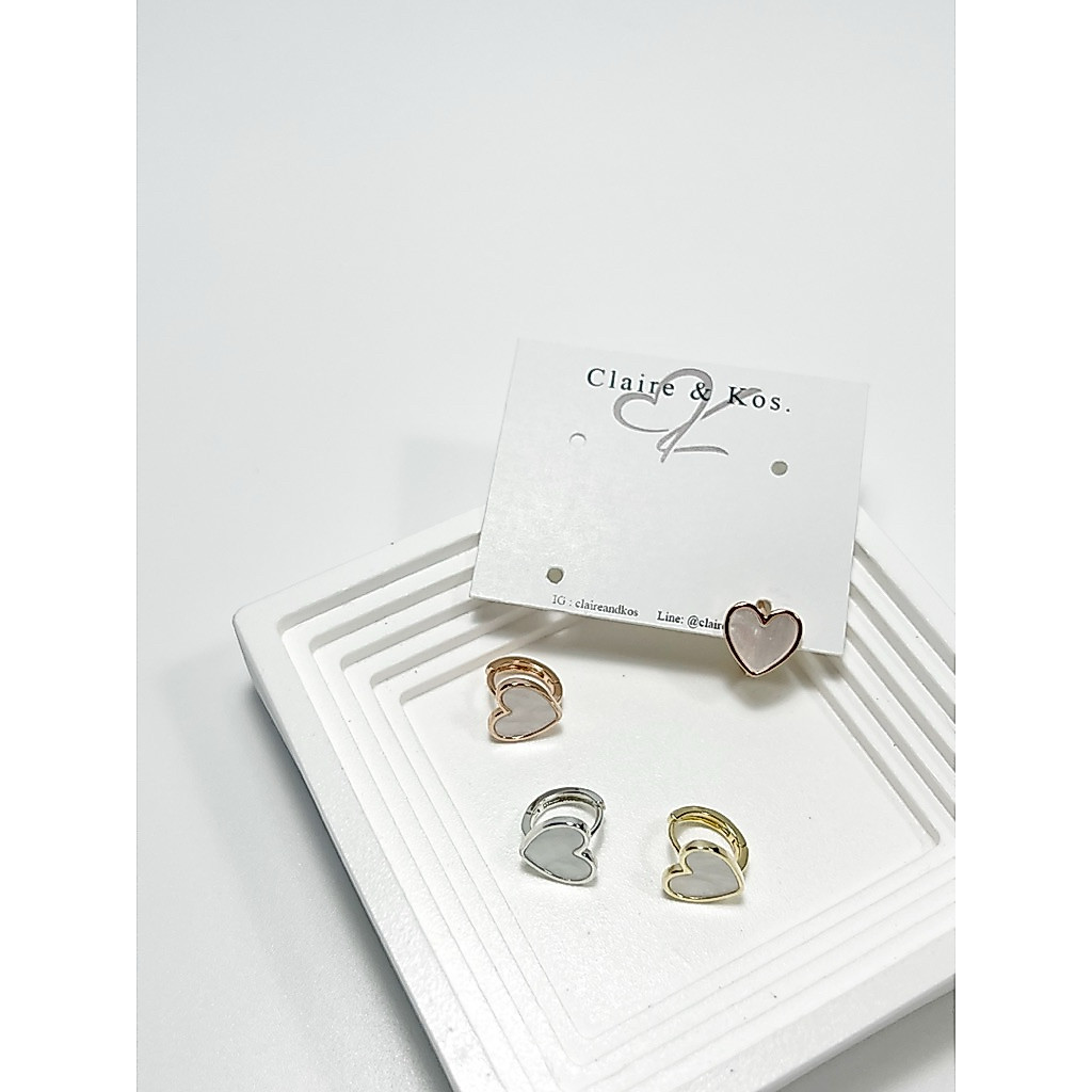 Claire&kos - ต่างหูห่วงหัวใจ เปลือกหอย (แบบทึบ) 1cm. / รัศมีห่วง 0.8 ซม.