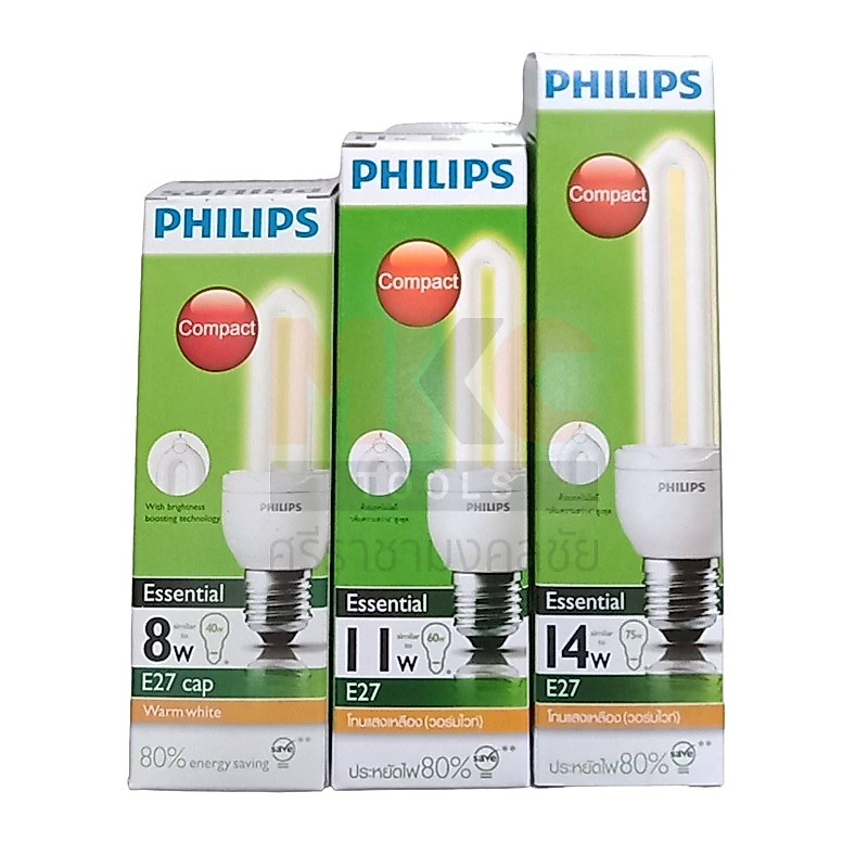 PHILIPS หลอด Essential 11W E27 W/W 650LM