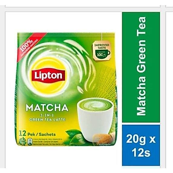 Lipton Matcha Teh มัทฉะจากญี่ปุ่นแท้ พร้อมดื่ม 3 in 1 Instant Tea Mix 12 ซองMatcha latte