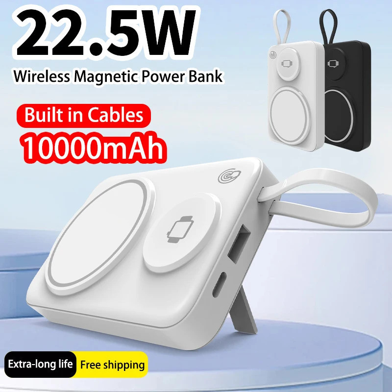 10000mAh Magnetic Power Bank Wireless Charger สําหรับ IWatch IPhone IPad POCO จอแสดงผล LED PD22.5W โ