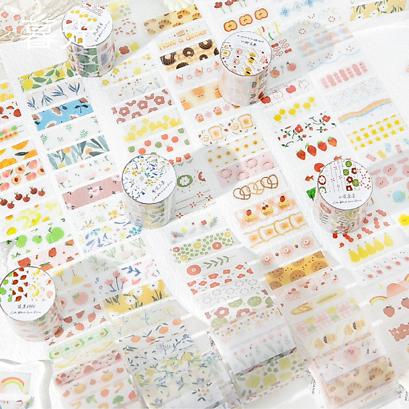 ดอกไม้ Pre-Cut Washi เทปดอกไม้พิมพ์ Masking เทปพืชตกแต่งสําหรับศิลปะ DIY งานฝีมือ Journal Supplies Planners สมุดภาพการ์ดทําห่อของขวัญ