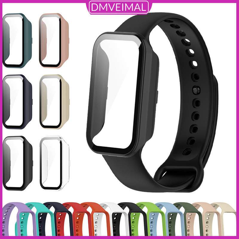 เคส PC + สายซิลิโคน for Xiaomi Miband 8 Active สายนุ่มสายสร้อยข้อมือที่ครอบแข็งกรอบกันกระแทก for Smartwatch Redmi Band 2