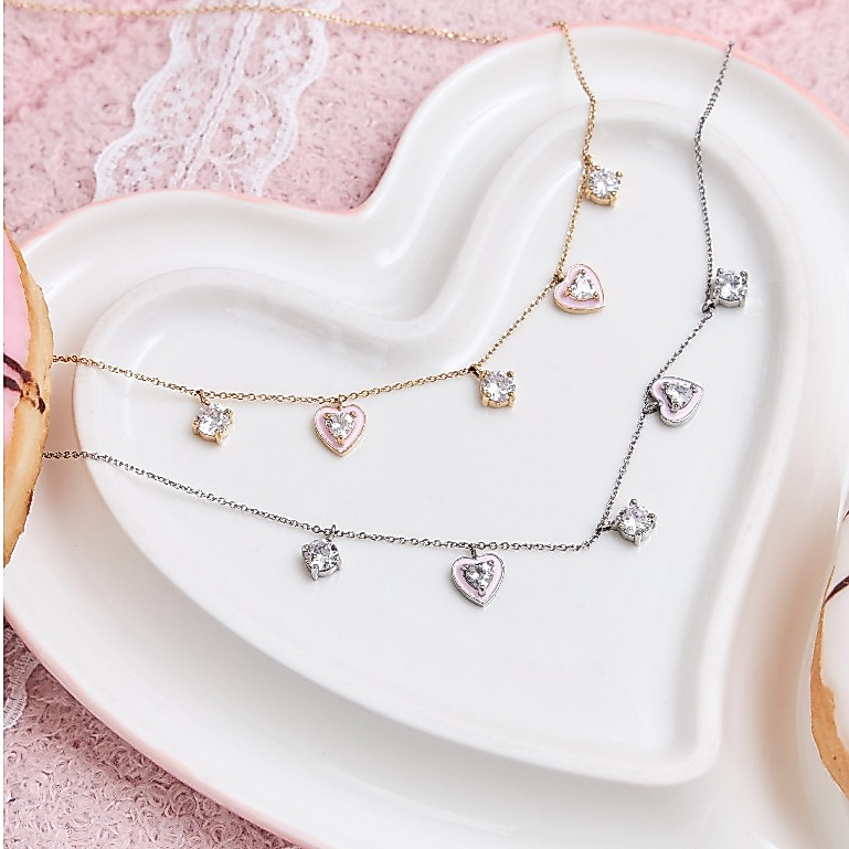 earika.earrings - sugarpop necklace สร้อยคอจี้ห้อย สีชมพู เพชร วัสดุสแตนเลส (stainless steel) เหมาะสำหรับคนแพ้ง่าย