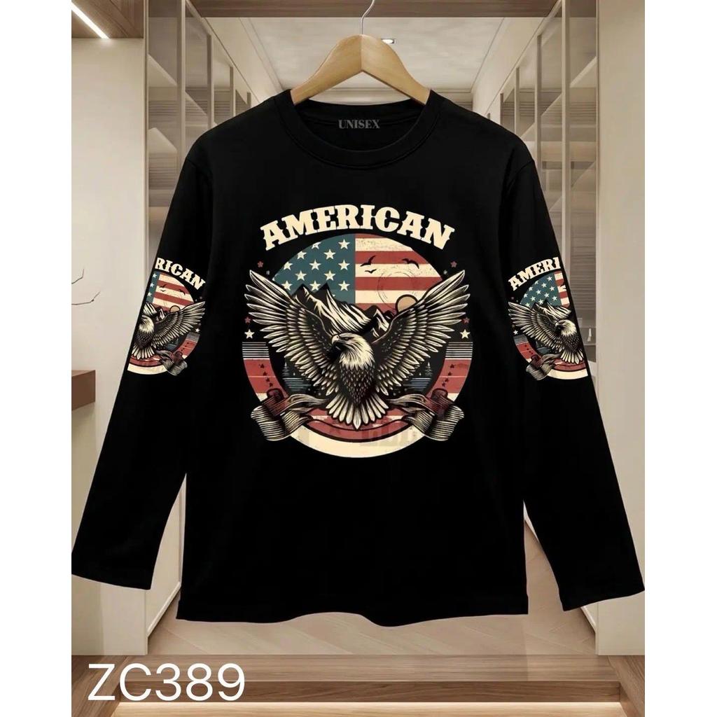 เสื้อยืดผ้ามัน แขนยาว รุ่น AMERICAN