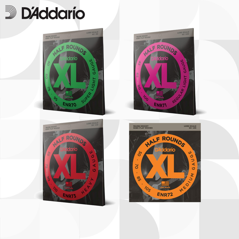 D'Addario XL Half Rounds Long Scale ENR70/ENR71/ENR72/ENR73 Super Light/Light/Medium/Heavy Bass Stri